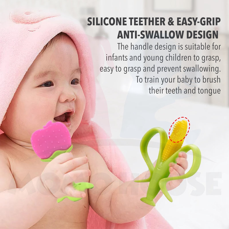 Soft Cute 3D Fruits Baby Teether Stick Batang stick bentuk buah-buahan