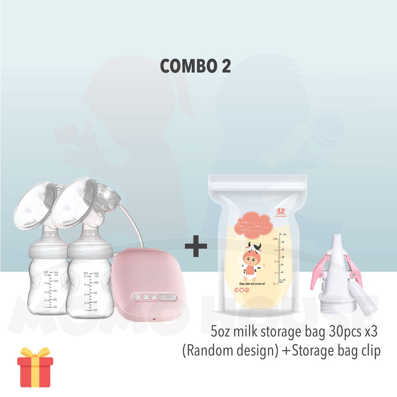 (NEW) Double Electric Breast Pump with Bottle Feeding - Pam Susu Feeding Bottle