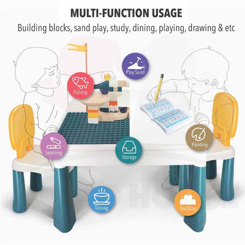 New Design Premium Quality Multi-Function Children Table Building Blocks Learning Playing Study Drawing Table & Kid Desk