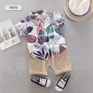 Summer Boys Set Kids Wear Hawaiian Shirt Kids Baju Hawaii Budak Lelaki Baju Budak Set Kids Suit Baby Boy Short Sleeve