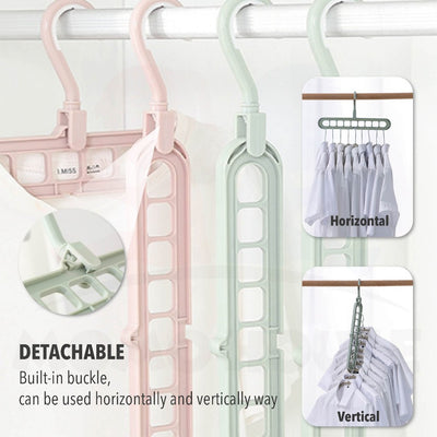 Multifunctional Clothes Hanger Folding Magic Wardrobe Drying Clothes Home Storage Holder 9 Hole Rotating