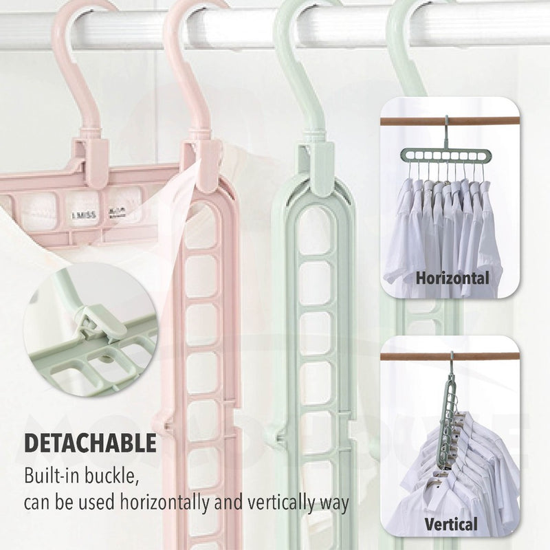 Multifunctional Clothes Hanger Folding Magic Wardrobe Drying Clothes Home Storage Holder 9 Hole Rotating