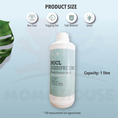 S+ HOCL Disinfectant Hypochlorous Acid Sanitiser Surface Environment Fogging Sanitiser Ready Stock (1 Litre）