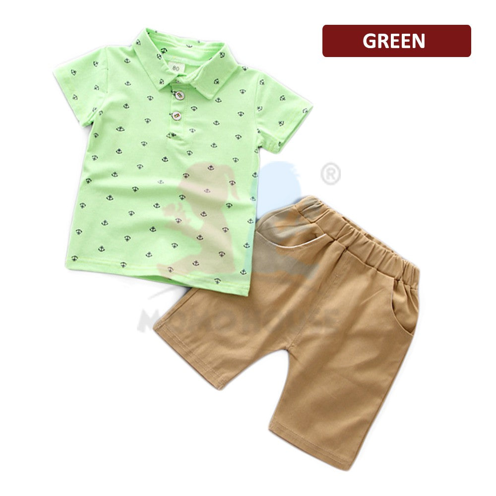 2pcs set Toddler / Kids Baby Boy Outfit â€“ POLO T-shirt + Pants (BM007)