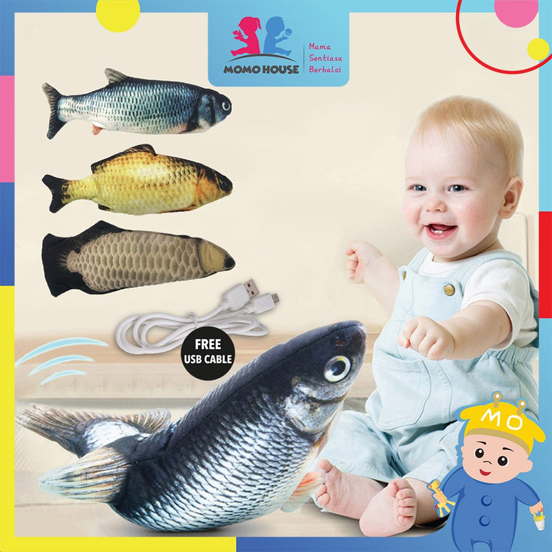 USB Electric Swing Fish Plush Toy for Baby Boys Girls Touch Fish Toy Interactive Cat Toys Fun Toy