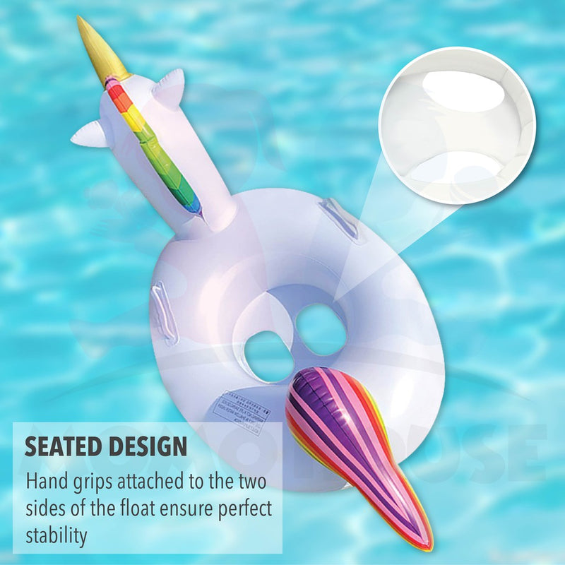 Baby Kids Inflatable Swimming Ring Toddler Float Boat Ring With Seat Pelampung Bayi - Unicorn Design