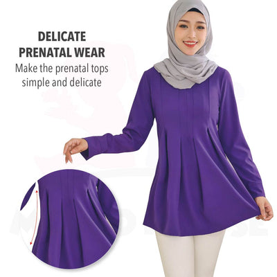 Maternity Muslimah Maternity Blouse Pudding Long Sleeve Baju Mengandung Labuh Muslimah Blouse (MBM001)