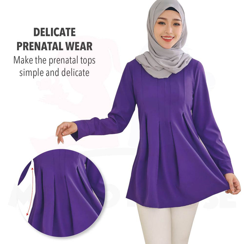 Maternity Muslimah Maternity Blouse Pudding Long Sleeve Baju Mengandung Labuh Muslimah Blouse (MBM001)