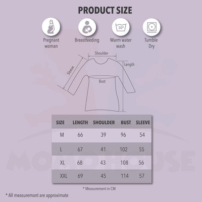 Maternity Blouse Breastfeeding Long Sleeve Front Opening Feeding Nursing Blouse Pregnant (MBLF)