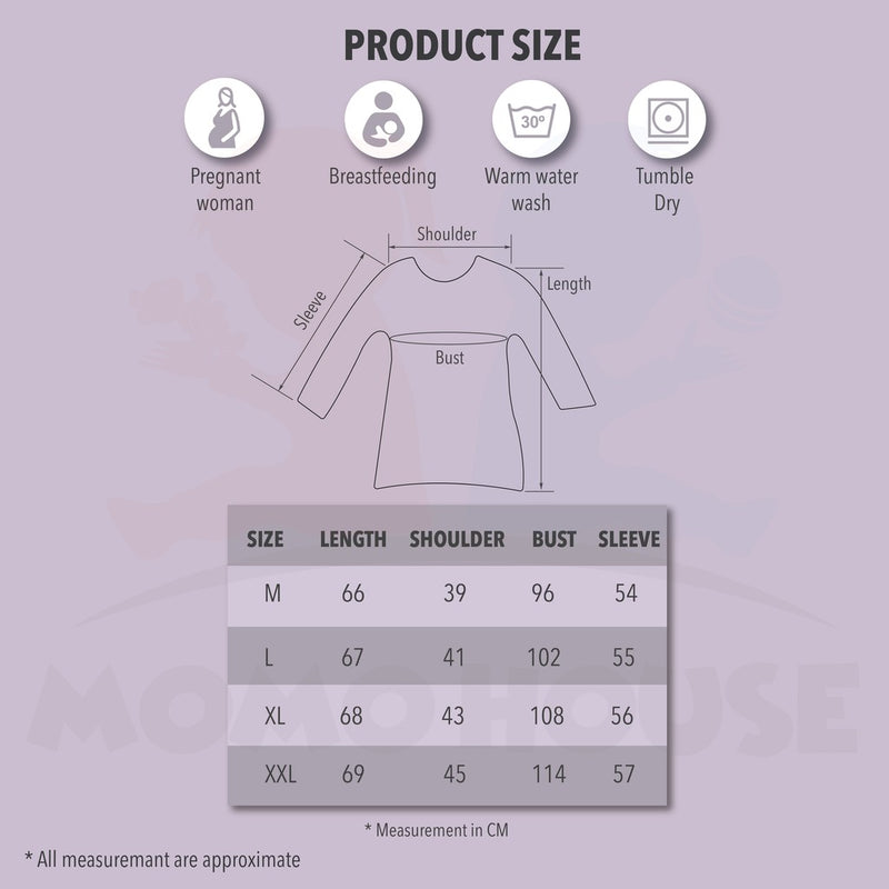 Maternity Blouse Breastfeeding Long Sleeve Front Opening Feeding Nursing Blouse Pregnant (MBLF)