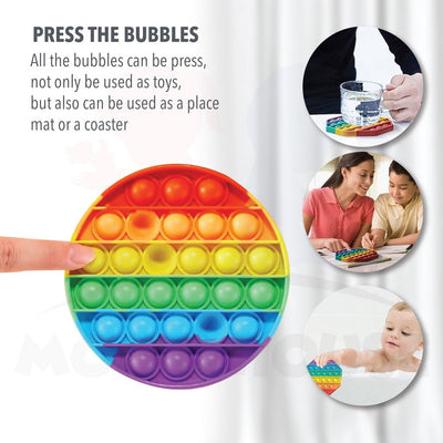 Rainbow Push Pop It Fidget Toys Bubble Sensory Fidget Toys Squeeze Sensory Toy Stress Relief