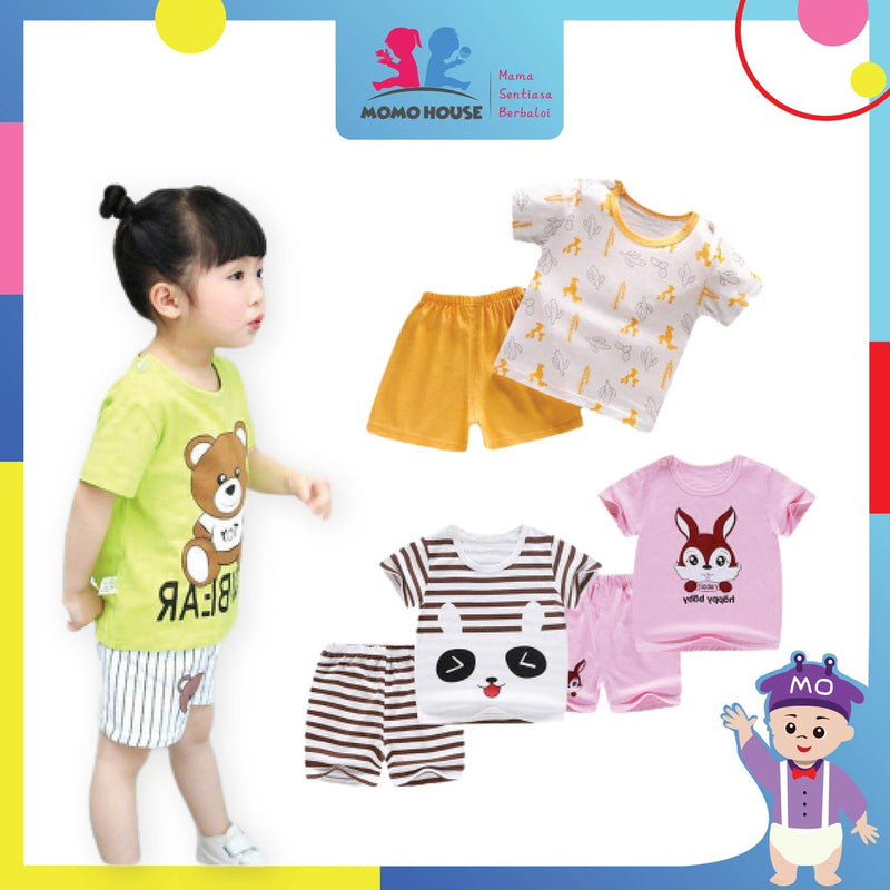 Newborn Baby T shirt Short Sleeve Set Baby Kids Clothing (BM002)