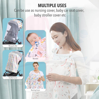 Breastfeeding Nursing Cover With Net Cotton Apron Shawl Cloth Blanket