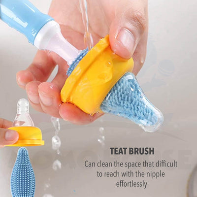 3 in 1 Soft Silicone 360 Degrees Rotate Milk Bottle Cleanning Brush Botol Susu Berus