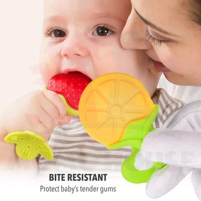 Soft Cute 3D Fruits Baby Teether Stick Batang stick bentuk buah-buahan