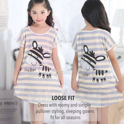 Kids Girl Loose Pyjamas Dress With Cute Cartoon Baju Tidur Kanak-Kanak Pyjamas Nightwear ( MYB042 )