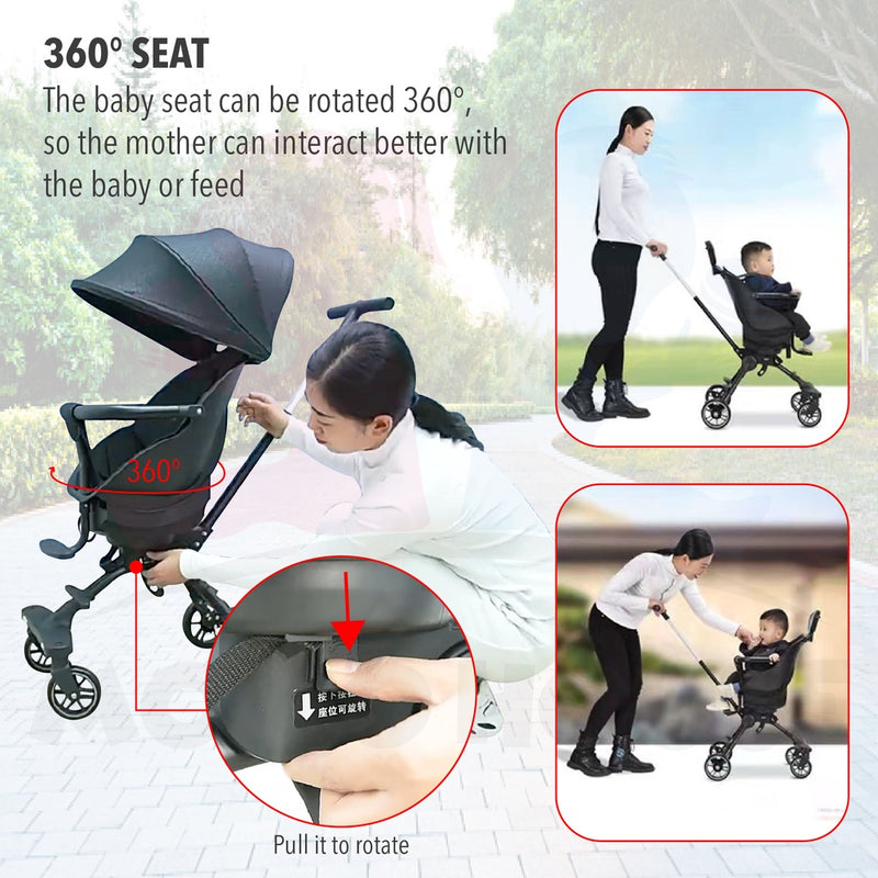 Baby Magic Stroller 360 Rotating Kids Stroller Two Way Foldable Magic Strollers 2 Way Budak Stroler Lipat