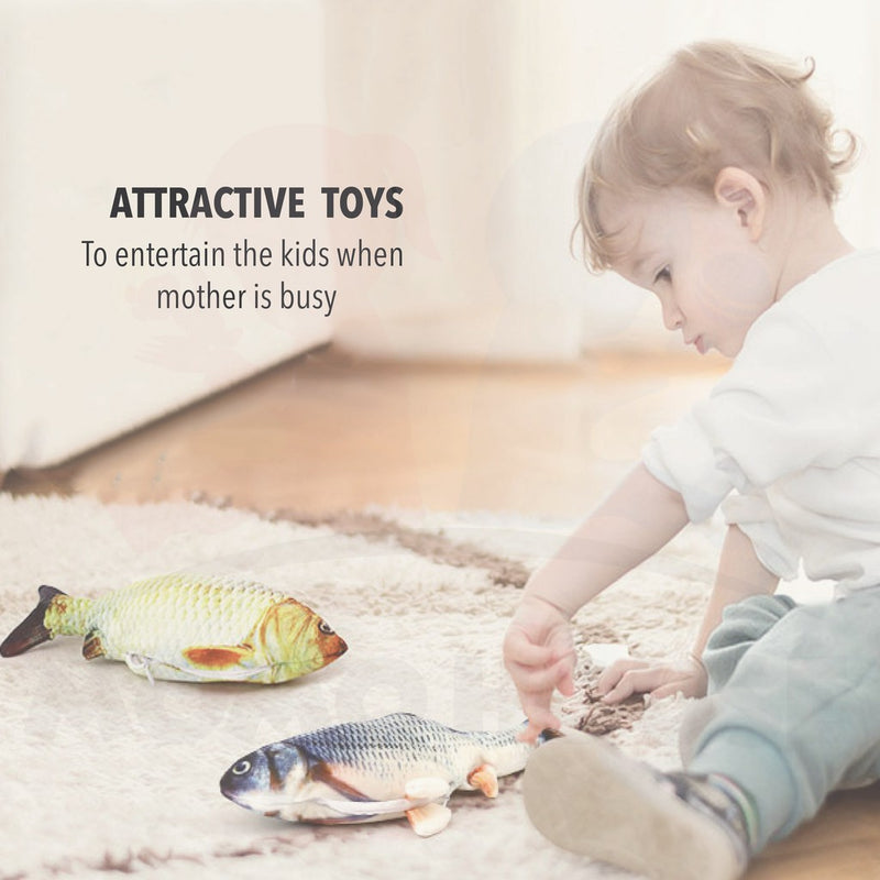 USB Electric Swing Fish Plush Toy for Baby Boys Girls Touch Fish Toy Interactive Cat Toys Fun Toy