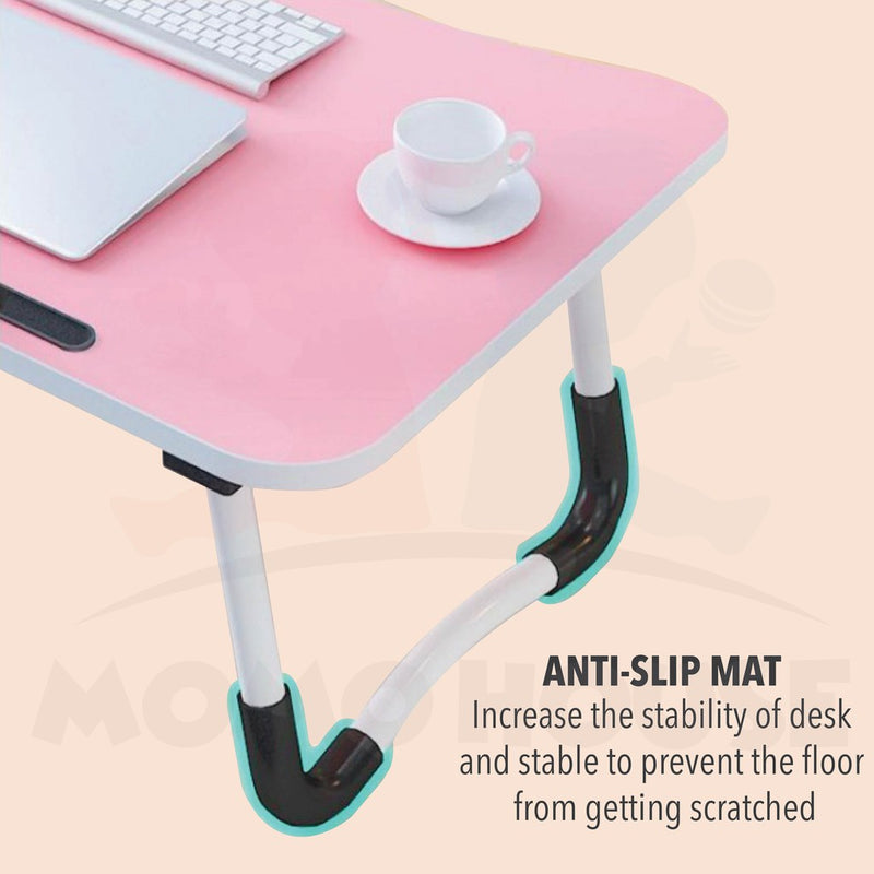 Kid Desk Wooden Foldable Table with Slot Cup Portable Waterproof Table Study Meja Lipat Kanak Meja Study Meja Berlajar