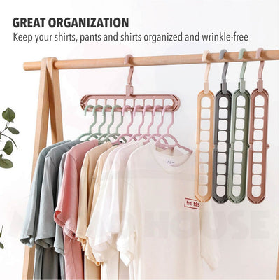 Multifunctional Clothes Hanger Folding Magic Wardrobe Drying Clothes Home Storage Holder 9 Hole Rotating