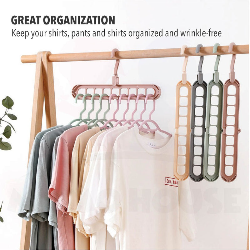 Multifunctional Clothes Hanger Folding Magic Wardrobe Drying Clothes Home Storage Holder 9 Hole Rotating