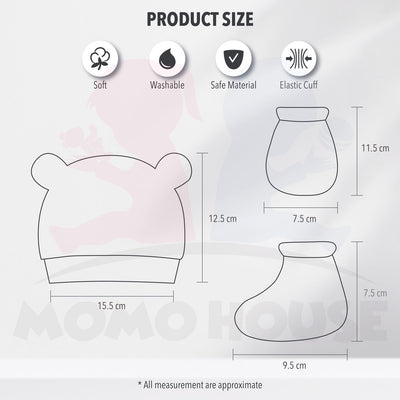 Newborn Baby Set Mittens Booties Hat Anti Scratching Hand Protection Cotton Sarung Tangan Sarung Kaki Topi (821019)