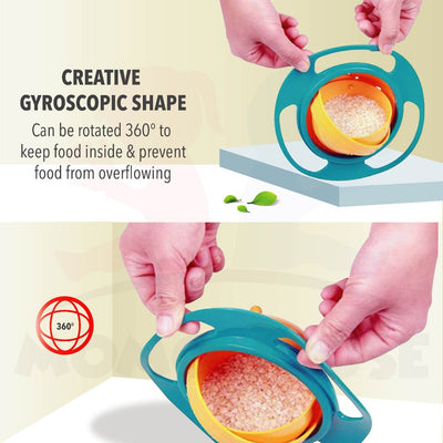 360 Rotate Baby Gyro Feeding Bowl Anti Non Spill Food