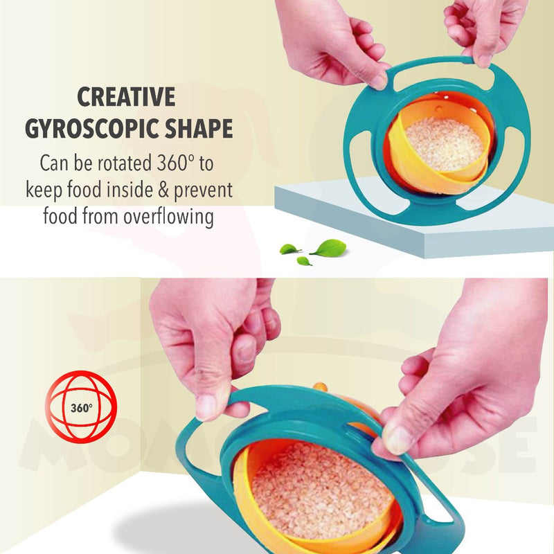 360 Rotate Baby Gyro Feeding Bowl Anti Non Spill Food