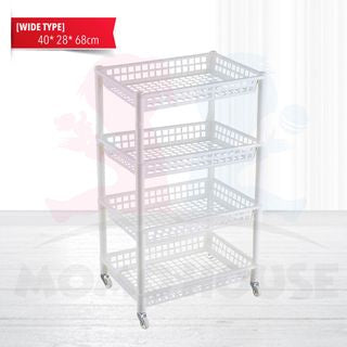 Multipurpose Stackable 4 Tier White Storage Rack Baby Kid Toy Storage Rack Bedroom Rak Serbaguna (Narrow/Wide)