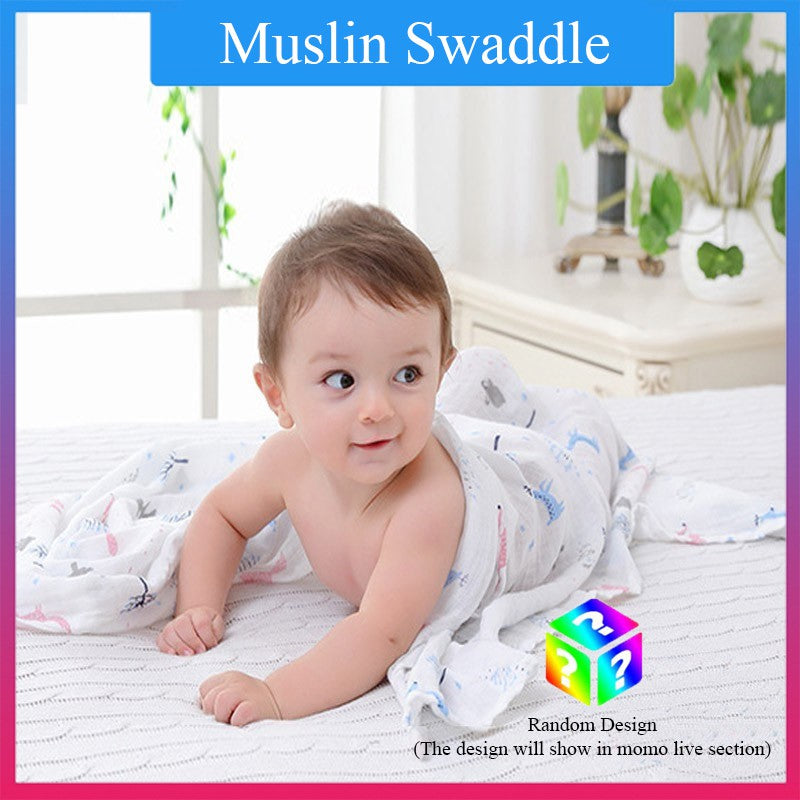 (Random Pick) Newborn Baby Muslin Swaddle Soft Blanket Kain Bedung Kain Selimut Napkin Lampin