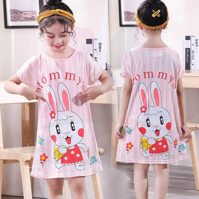 Kids Girl Loose Pyjamas Dress With Cute Cartoon Baju Tidur Kanak-Kanak Pyjamas Nightwear ( MYB042 )