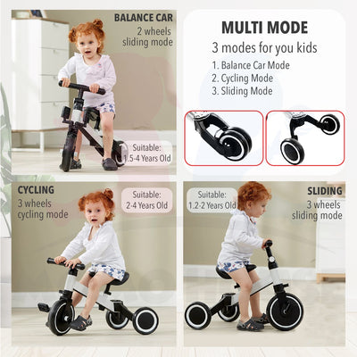 Children's Multifunction Tricycle 3-in-1 mode Children Scooter Balance Car/ Cycling mode and Sliding mode 3 Wheels