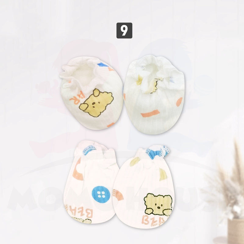 Newborn Infant Baby Mitten Booties Set Bayi Sarung Tangan Dan Kaki