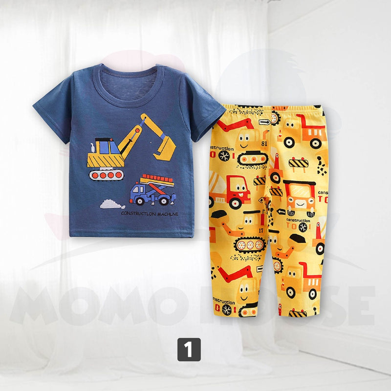 Newborn Pyjamas Baby Sleepsuit Short Sleeve Long Pant Set Kids Baju Set Dengan Seluar Panjang ( MYB044 )