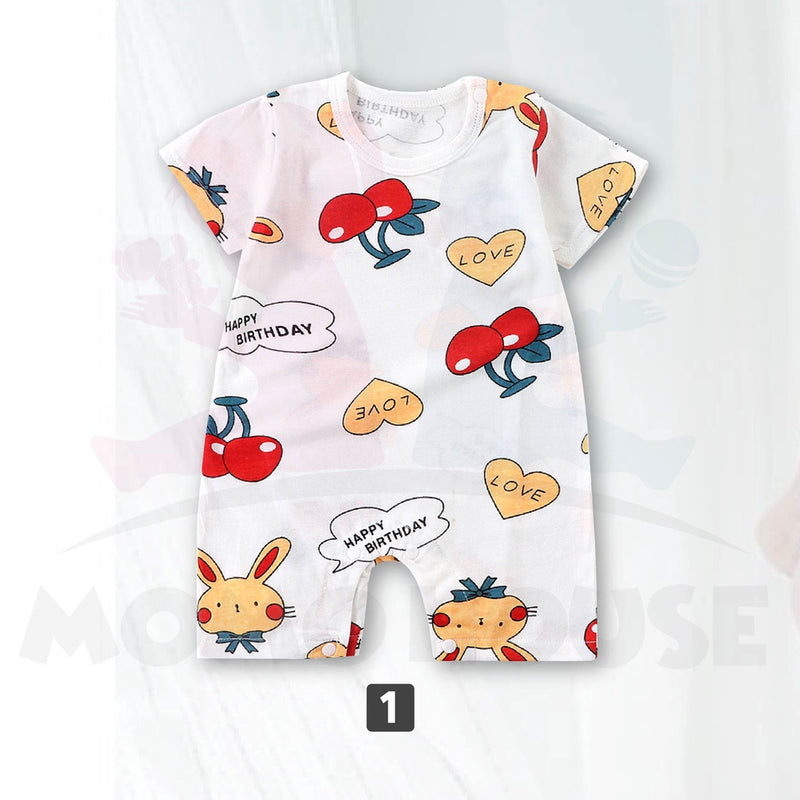 Newborn Baby Romper Jumpsuit Short Sleeve With Cute Cartoon Design Baju Bayi Romper ( MYB043 )