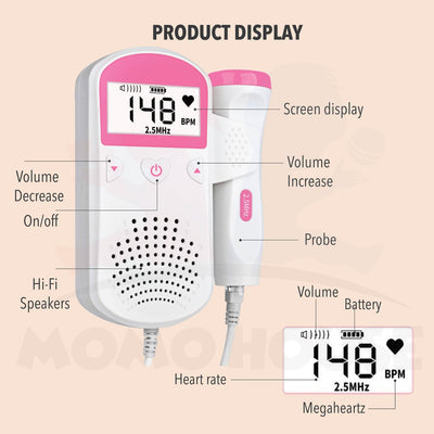 Fetal Doppler Heart Detector Monitor Pregnant Women Home Medical Fetal Rate Detector Degupan Bayi