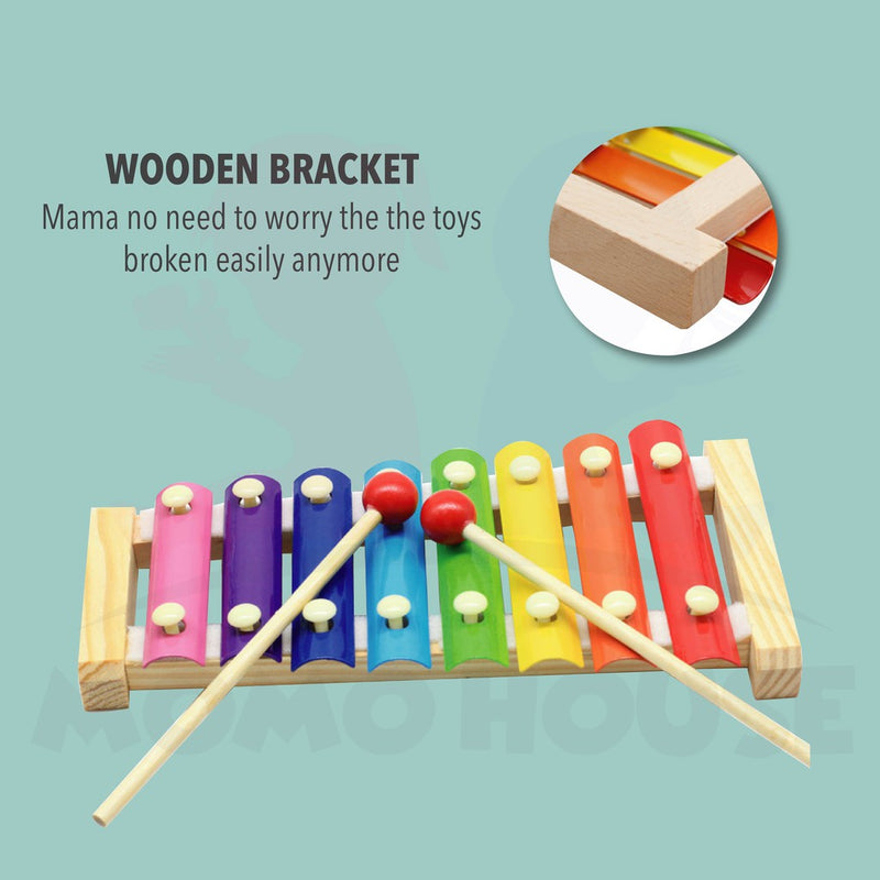 Wooden Xylophone Piano Wooden Multi-Color 8-Note Musical Instrument Piano To Music Piece Puzzle Toy Music