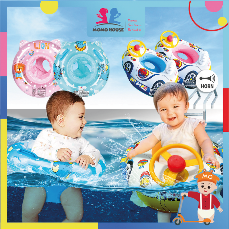 Inflatable Baby Swimming Float Ring With Cartoon Design Pelampung Renang Bayi Pelampung Duduk Bayi