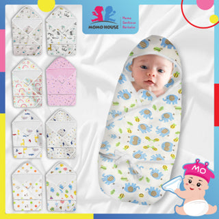 Baby Swaddle Newborn Hooded Wrap Cotton Swaddle Blanket Baby Bedung Bayi Kain Selimut Muslin Swaddle