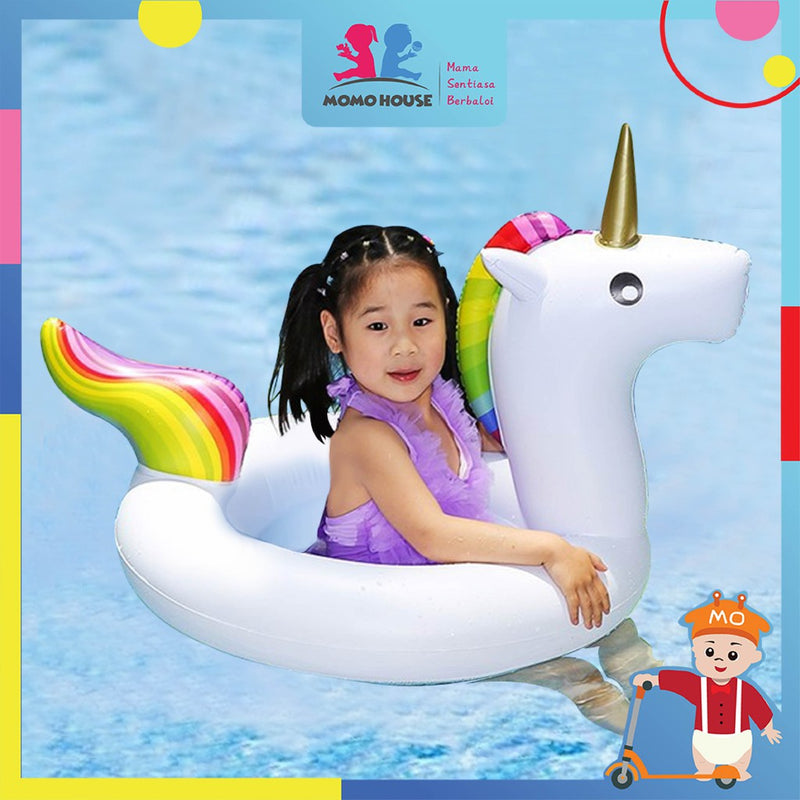 Baby Kids Inflatable Swimming Ring Toddler Float Boat Ring With Seat Pelampung Bayi - Unicorn Design