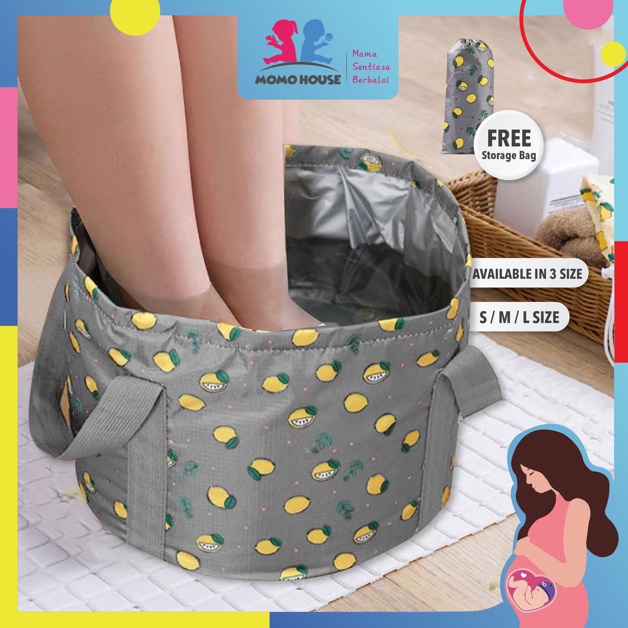 Portable Foot Spa Bucket Up to 80â„ƒ Foldable Foot Soaking Bag Waterproof Basin Basket Bag Rendam Kaki