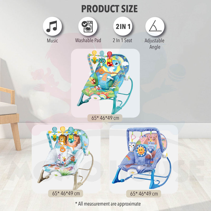 Newborn Baby Rocker Bouncer Chair Swing Feeding Chair Cradle Gym Buaian Bayi