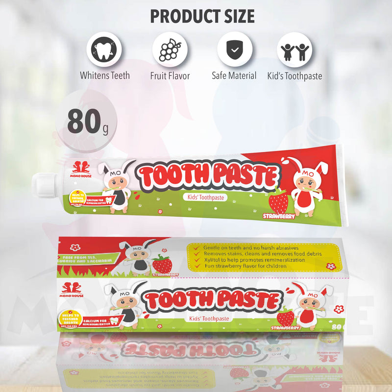 80g Momo House Baby Kids Toothpaste Non Fluoride Ubat Gigi Kanak-Kanak (Orange ,Grape ,Strawberry 80g)