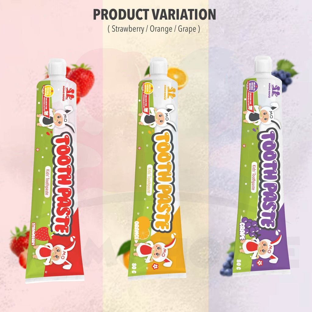80g Momo House Baby Kids Toothpaste Non Fluoride Ubat Gigi Kanak-Kanak (Orange ,Grape ,Strawberry 80g)