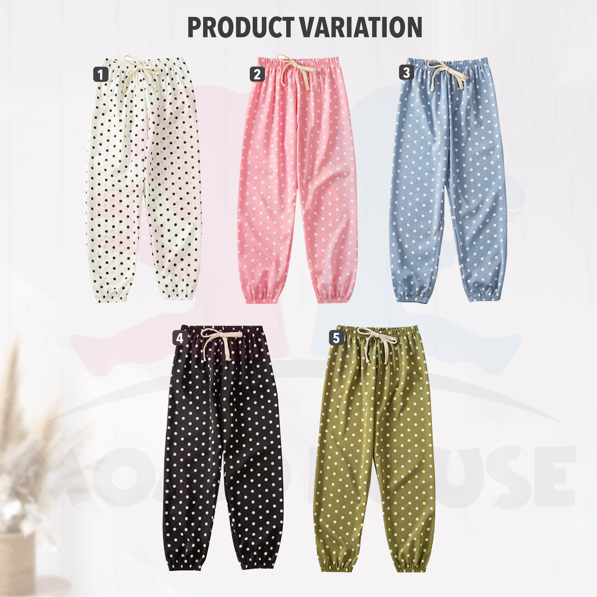 Korean Style Kids Anti-Mosquito Thin Polka Dot Girl Pants Seluar Panjang Budak Perempuanï¼ˆ MYB050 )