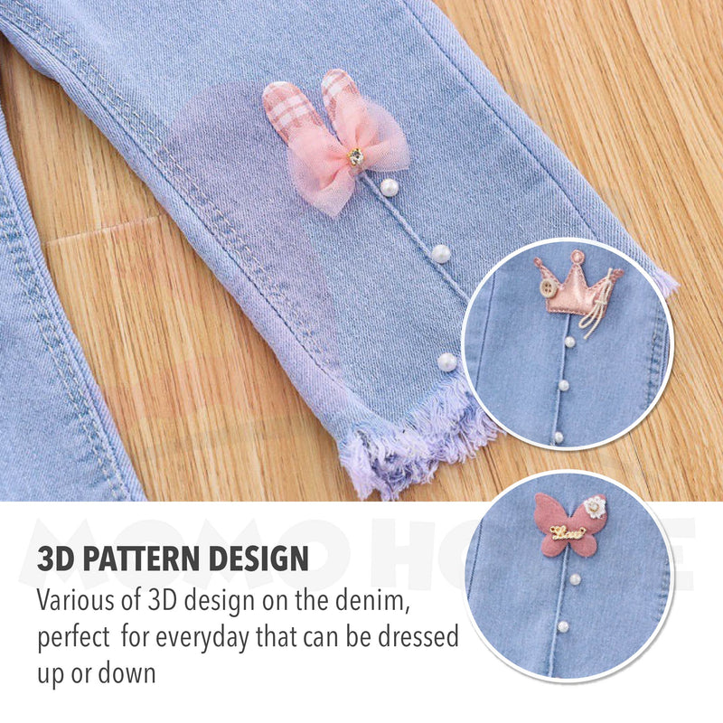 Baby Kids Girl Jean Butterfly Decoration Korean Fashion Pants Seluar Jean Panjang Budak Perempuan (MYB 048)