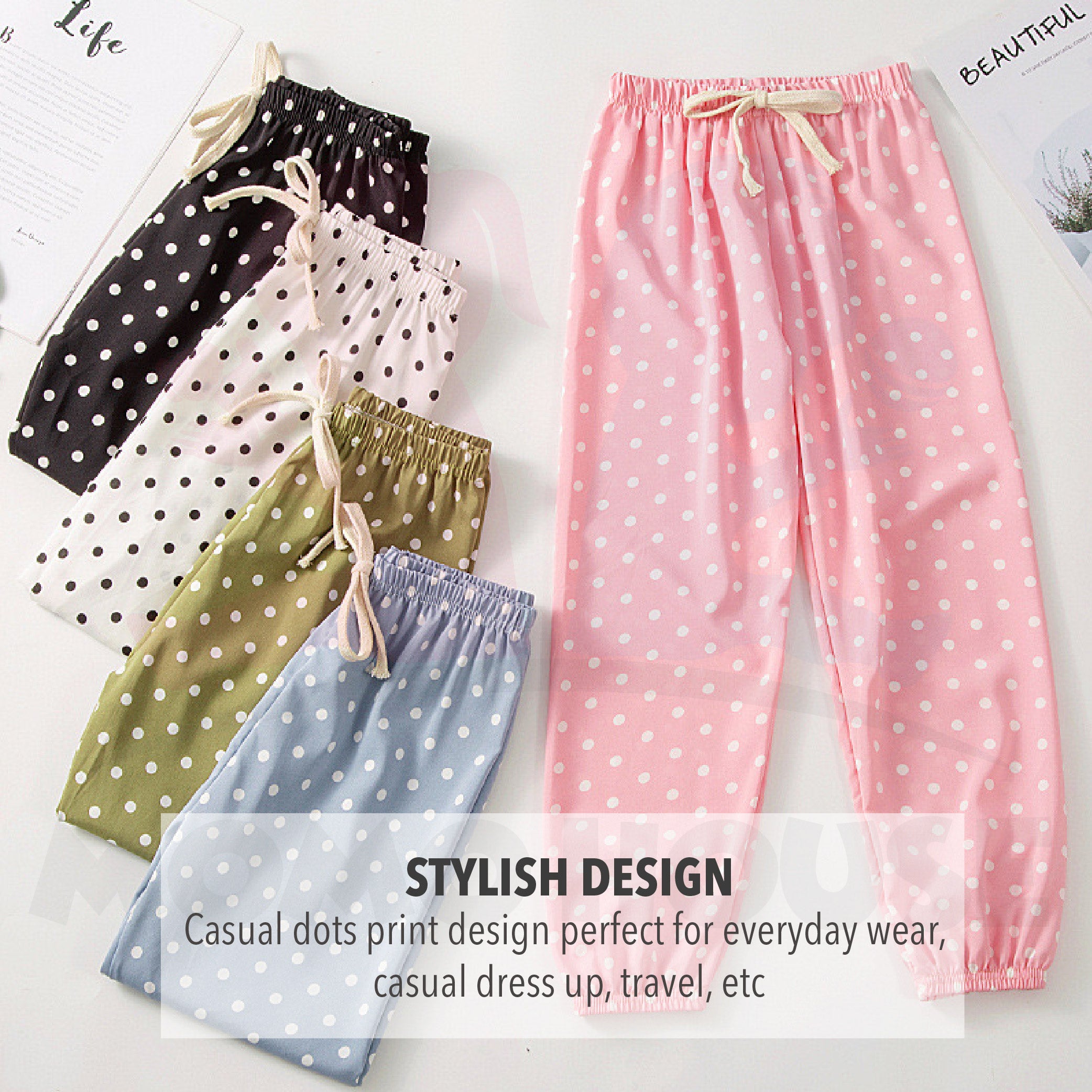 Korean Style Kids Anti-Mosquito Thin Polka Dot Girl Pants Seluar Panjang Budak Perempuanï¼ˆ MYB050 )