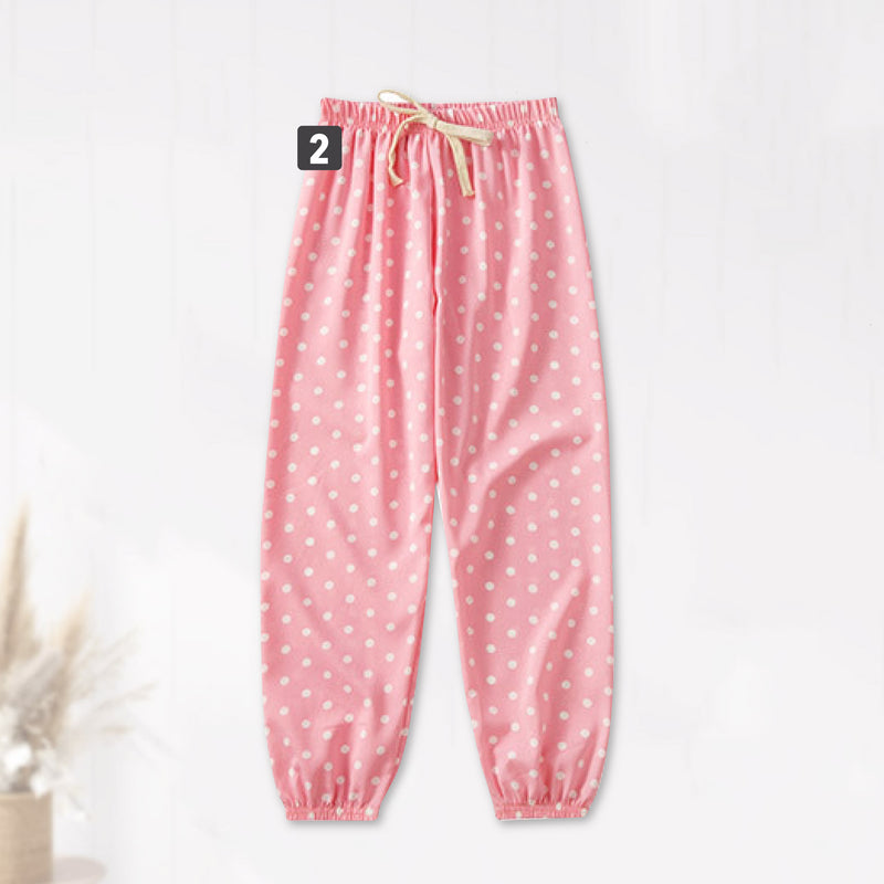 Korean Style Kids Anti-Mosquito Thin Polka Dot Girl Pants Seluar Panjang Budak Perempuan（ MYB050 )