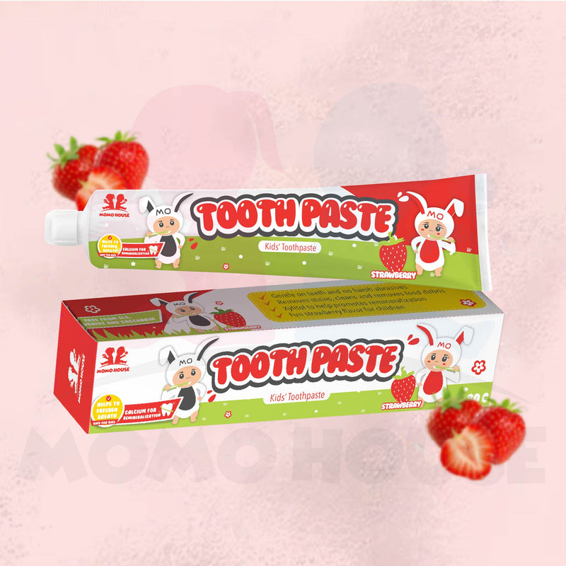 80g Momo House Baby Kids Toothpaste Non Fluoride Ubat Gigi Kanak-Kanak (Orange ,Grape ,Strawberry 80g)