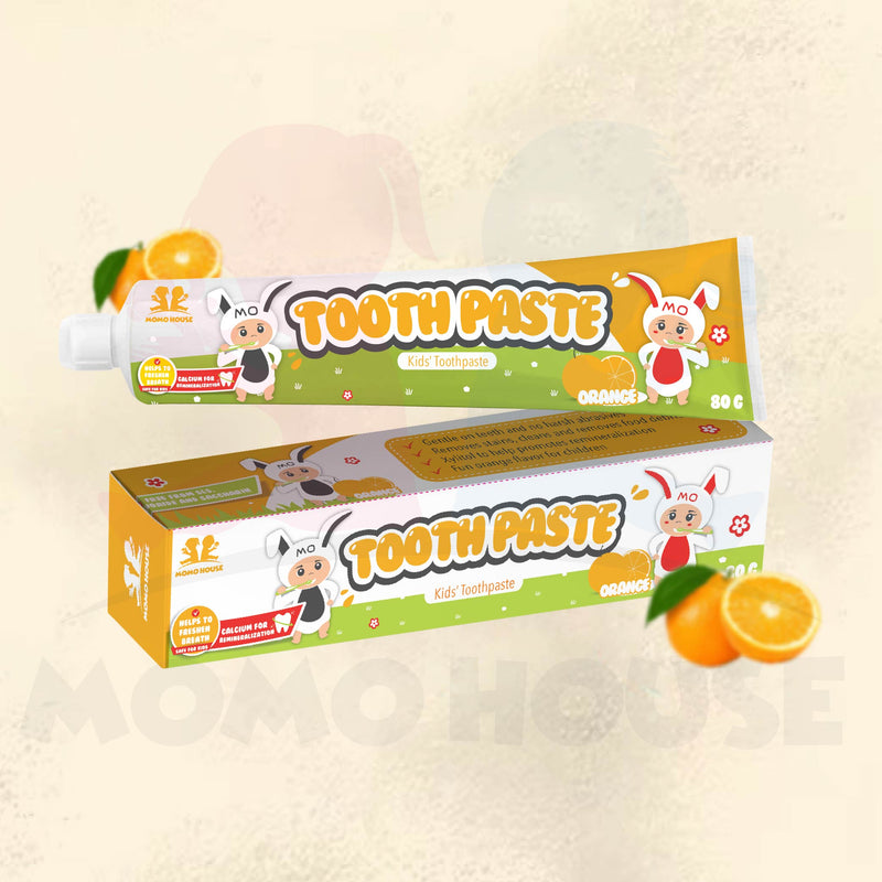 80g Momo House Baby Kids Toothpaste Non Fluoride Ubat Gigi Kanak-Kanak (Orange ,Grape ,Strawberry 80g)